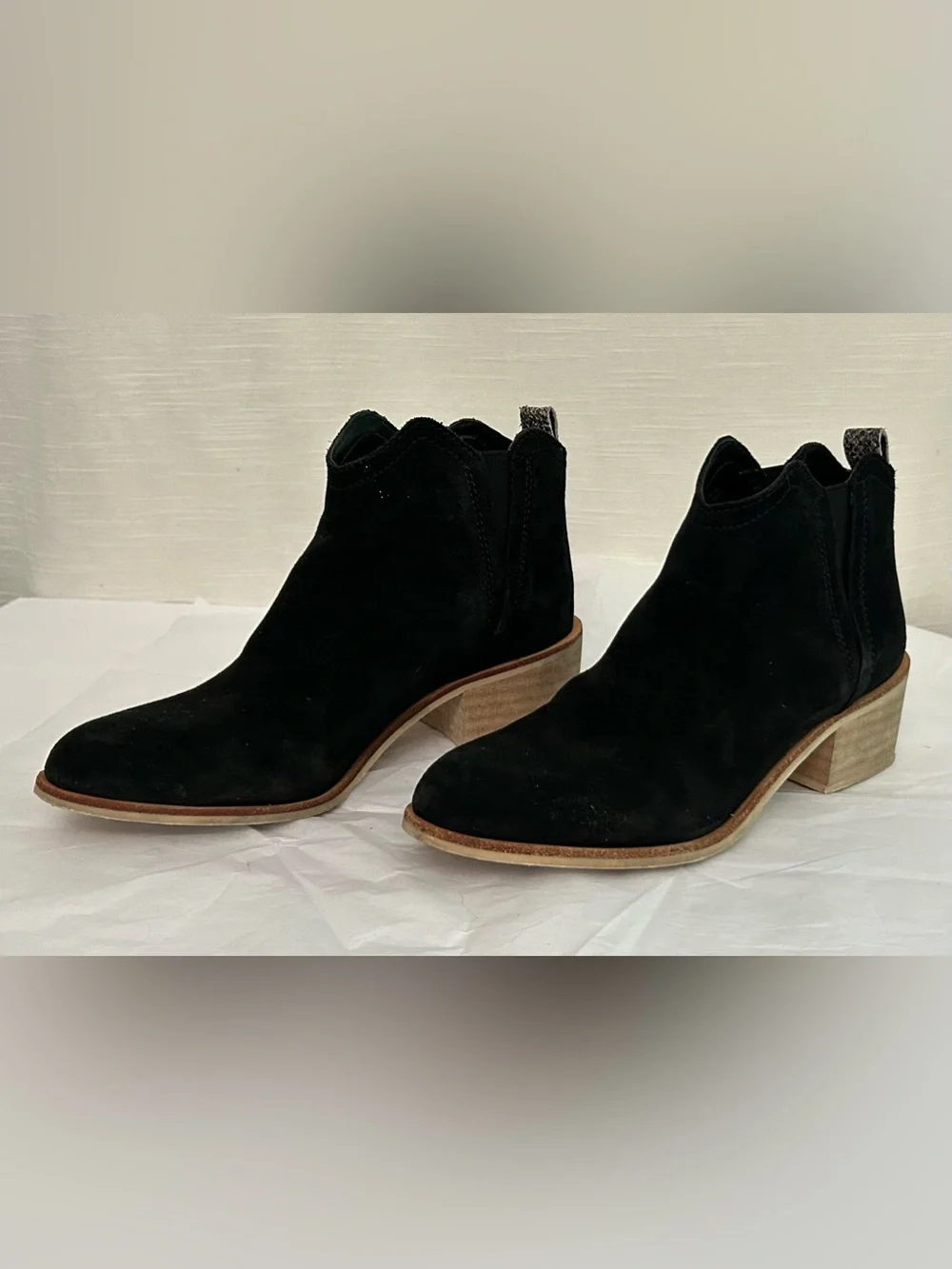 Crevo Black Suede Chukka‎ Boots with Stacked Wood Heel